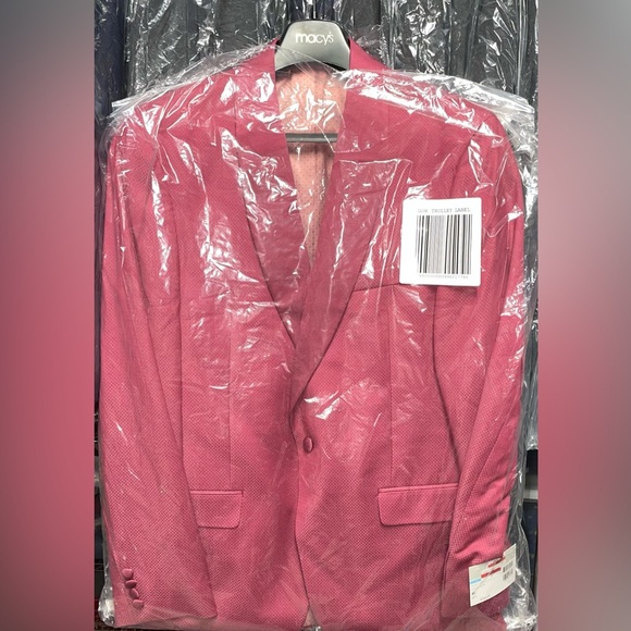 Alfani Men's Slim Fit Tuxedo Jacket Floral Dusty Rose 40L Suit Jacket Blazer New - Picture 9 of 11